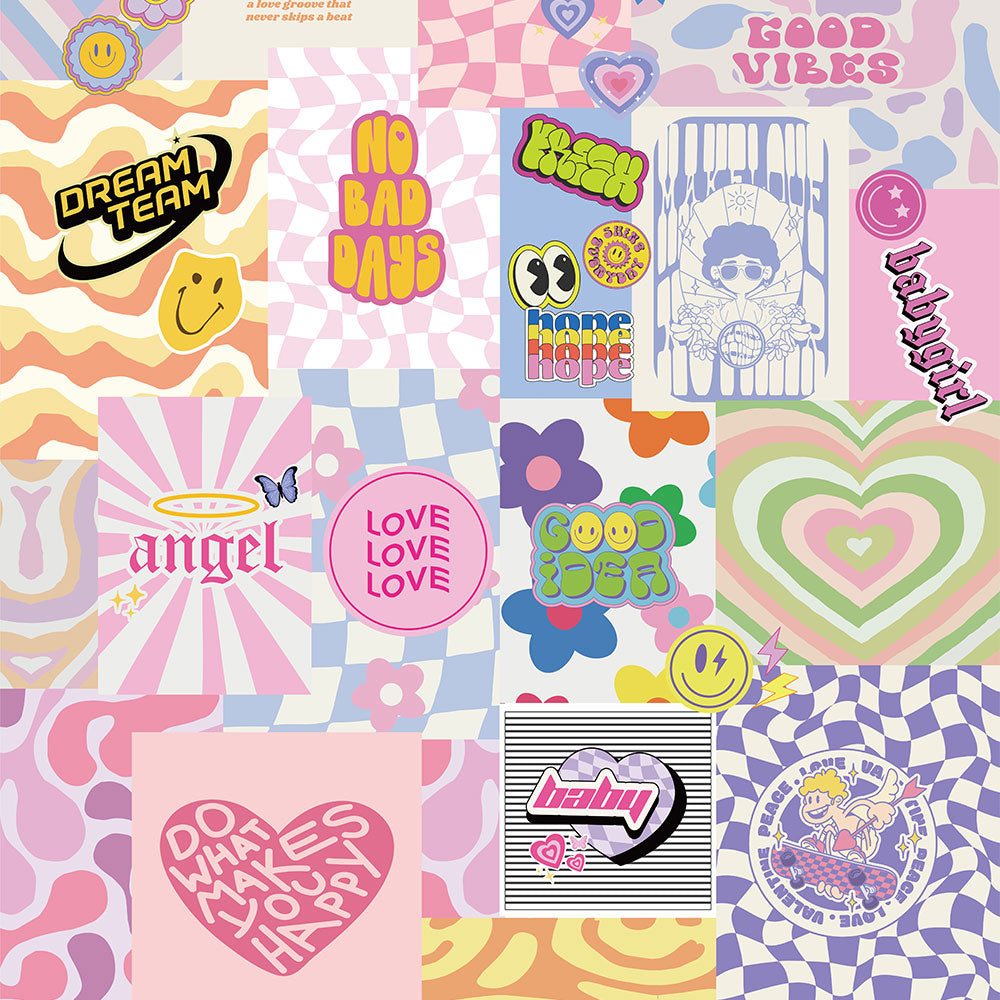 はがせるフリース壁紙 シールタイプ What's poppin? LUV collage