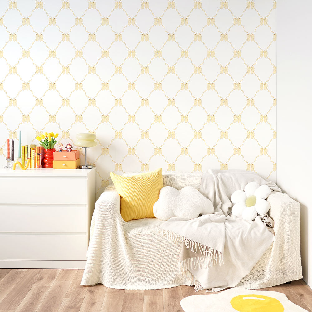 はがせる壁紙 のりなしタイプ What's poppin? ルルリボン (49cm×3mサイズ) ハニーシトロン