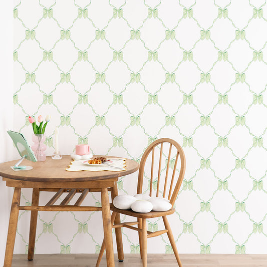 はがせる壁紙 のりなしタイプ What's poppin? ルルリボン (49cm×2.5mサイズ) ミントシャワー