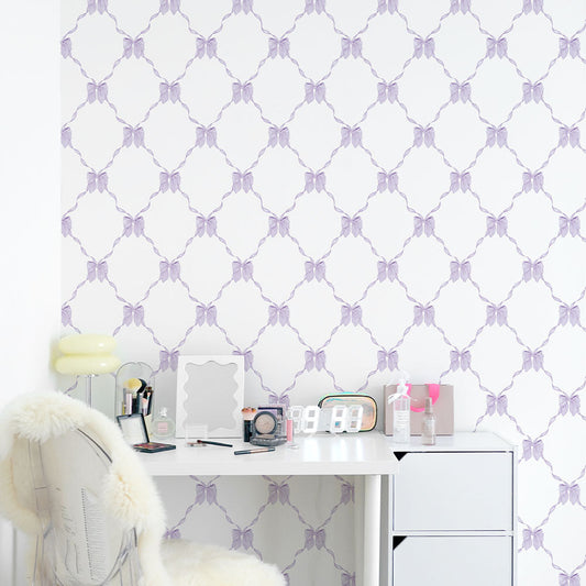 はがせる壁紙 のりなしタイプ What's poppin? ルルリボン (49cm×3mサイズ) ミスティパープル