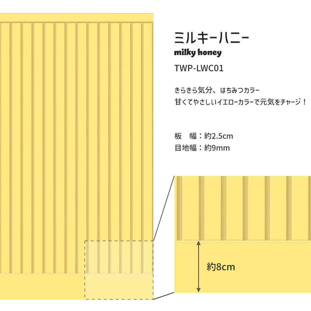 はがせる壁紙 シールタイプ What's poppin? ローワーウォールシート Lower wall sheet カラースラットウォール　ミルキーハニー　TWP-LWC01