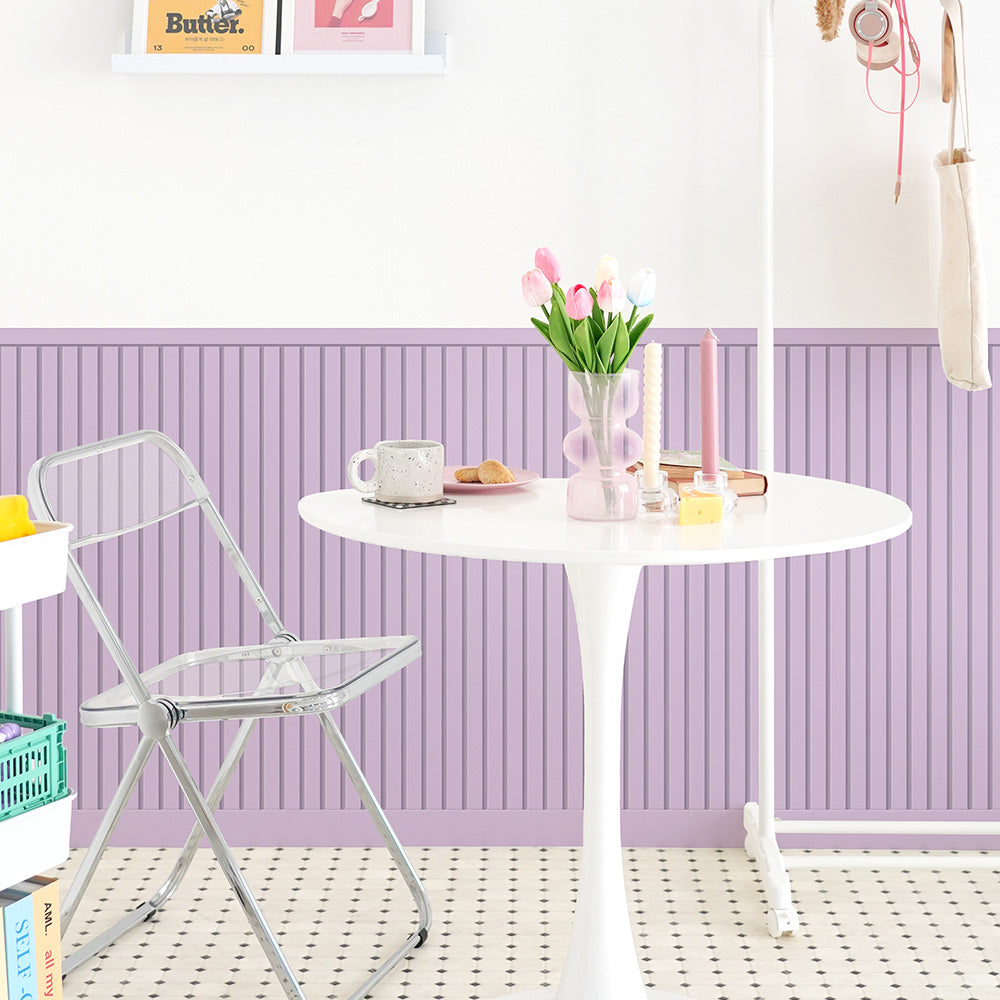 はがせる壁紙 シールタイプ What's poppin? ローワーウォールシート Lower wall sheet カラースラットウォール　ミルクライラック　TWP-LWC04