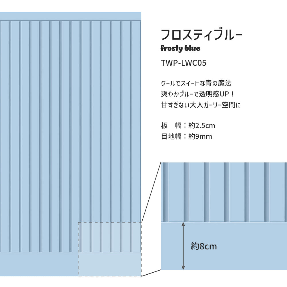 はがせる壁紙 シールタイプ What's poppin? ローワーウォールシート Lower wall sheet カラースラットウォール　フロスティブルー　TWP-LWC05