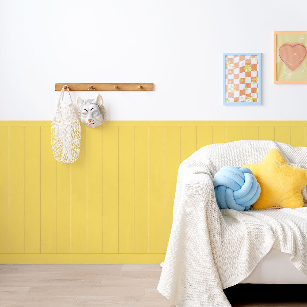 【サンプル】はがせる壁紙 シールタイプ What's poppin? ローワーウォールシート Lower wall sheet カラーウッドパネル　ハニーバター　TWP-LWW01