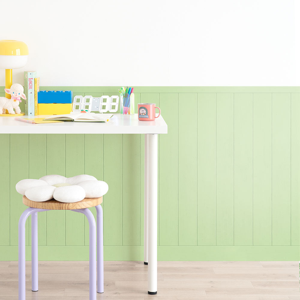 【サンプル】はがせる壁紙 シールタイプ What's poppin? ローワーウォールシート Lower wall sheet カラーウッドパネル　グリーンティー　TWP-LWW07