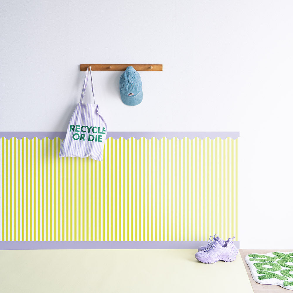 【サンプル】はがせる壁紙 シールタイプ What's poppin? ローワーウォールシート Lower wall sheet ストライプカーニバル　フレッシュグレープ　TWP-LWS03