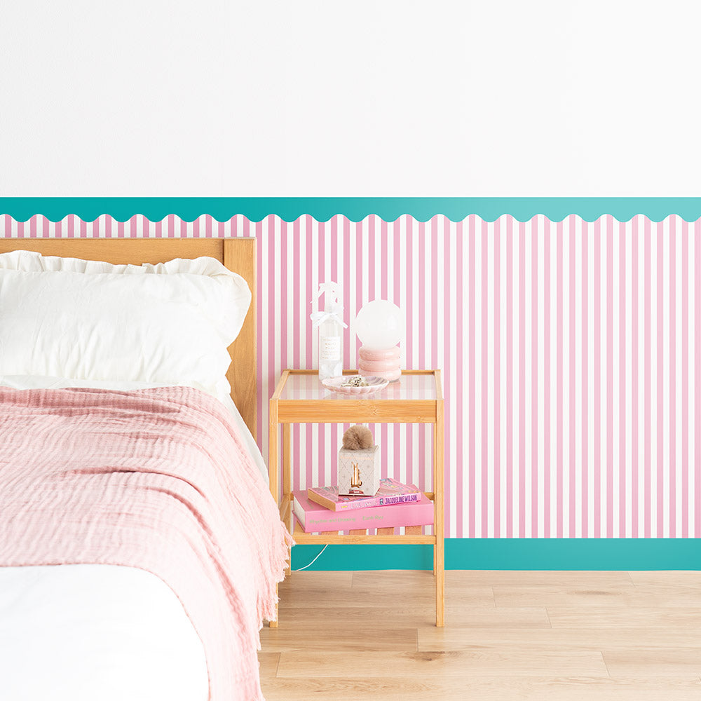 はがせる壁紙 シールタイプ What's poppin? ローワーウォールシート Lower wall sheet ストライプカーニバル　シュガーポップ　TWP-LWS05