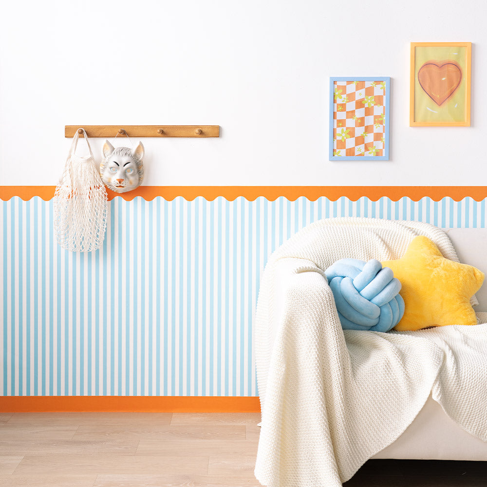 【サンプル】はがせる壁紙 シールタイプ What's poppin? ローワーウォールシート Lower wall sheet ストライプカーニバル　オレンジソーダ　TWP-LWS06