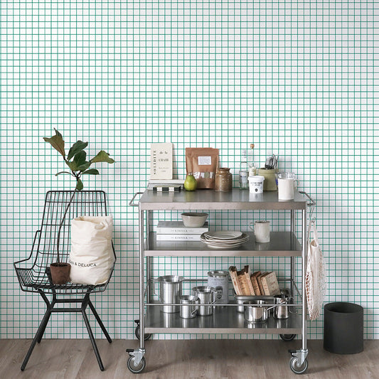 はがせる壁紙 のりなしタイプ What's poppin? ミニスクエアタイル カラージョイント (49cm×2.5mサイズ) フレッシュバジル