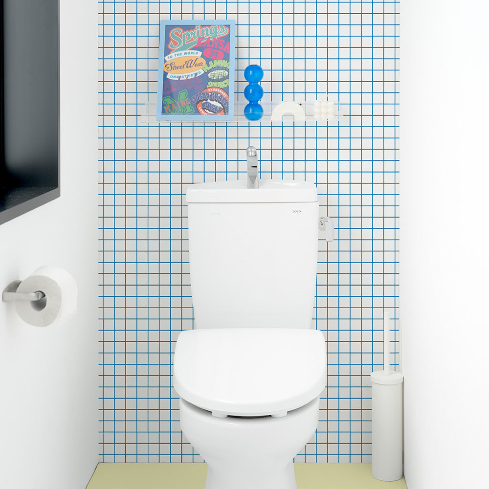 はがせる壁紙 のりなしタイプ What's poppin? ミニスクエアタイル カラージョイント (49cm×3mサイズ) アイシーブルー