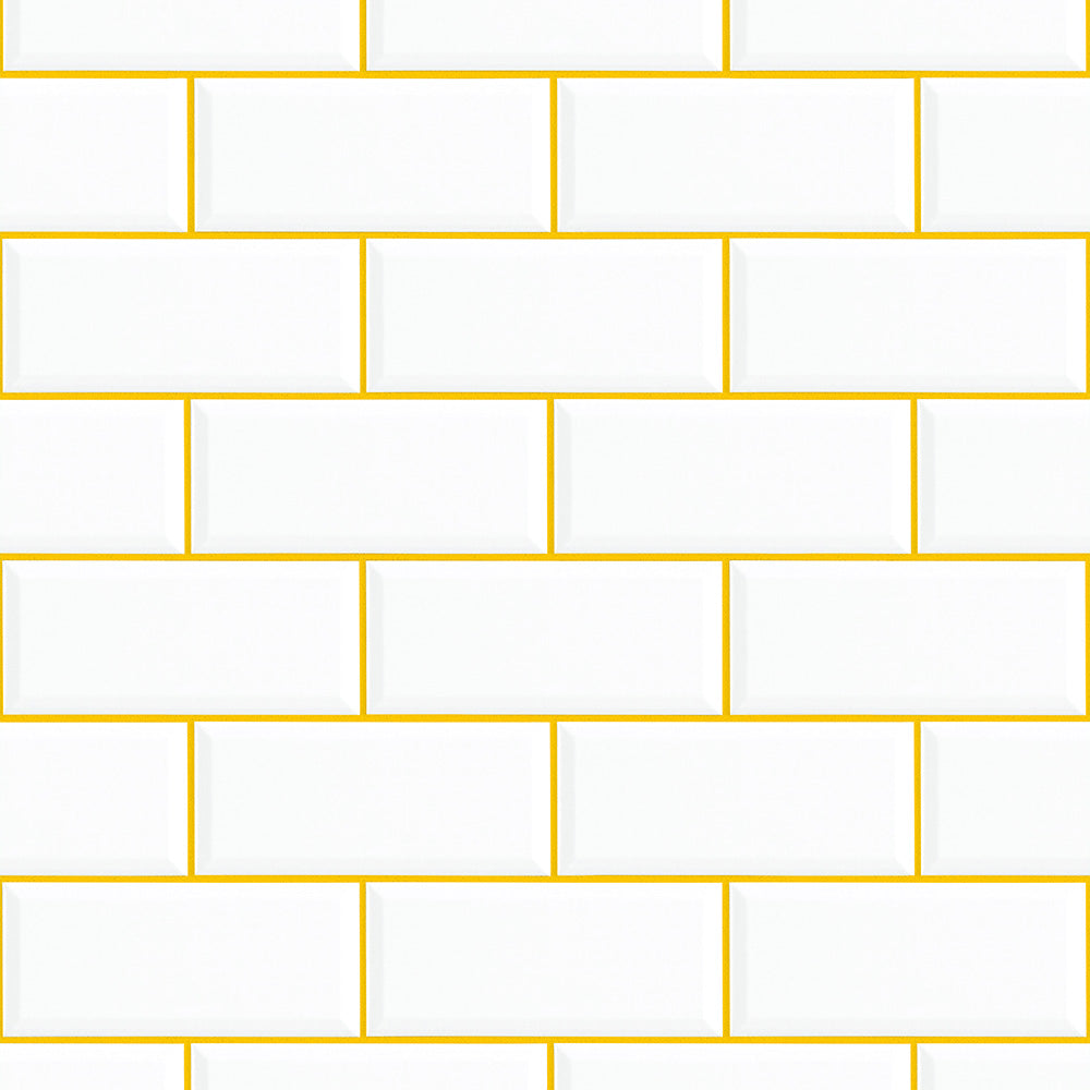 【サンプル】はがせる壁紙 のりなしタイプ What's poppin? メトロタイル カラージョイント サンシャインイエロー