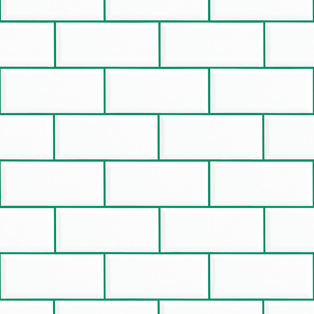 はがせる壁紙 シールタイプ What's poppin? メトロタイル カラージョイント (49cm×2.5mサイズ) フレッシュミント