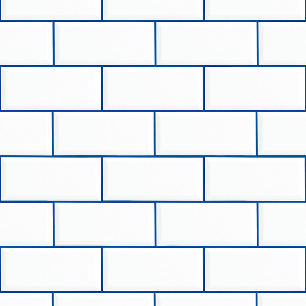 はがせる壁紙 のりなしタイプ What's poppin? メトロタイル カラージョイント (49cm×3mサイズ) ナイトプール