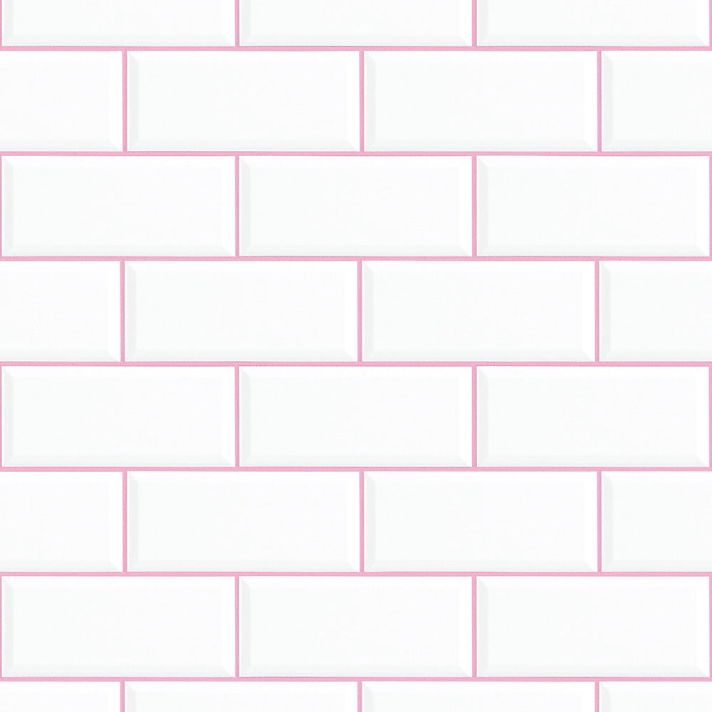 【サンプル】はがせる壁紙 のりなしタイプ What's poppin? メトロタイル カラージョイント ピーチシフォン