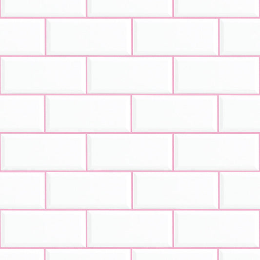 【サンプル】はがせる壁紙 のりなしタイプ What's poppin? メトロタイル カラージョイント ピーチシフォン