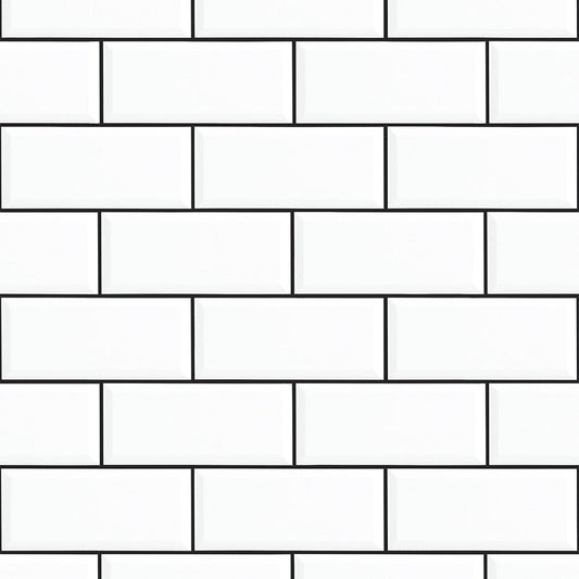 【サンプル】はがせる壁紙 のりなしタイプ What's poppin? メトロタイル カラージョイント モードブラック