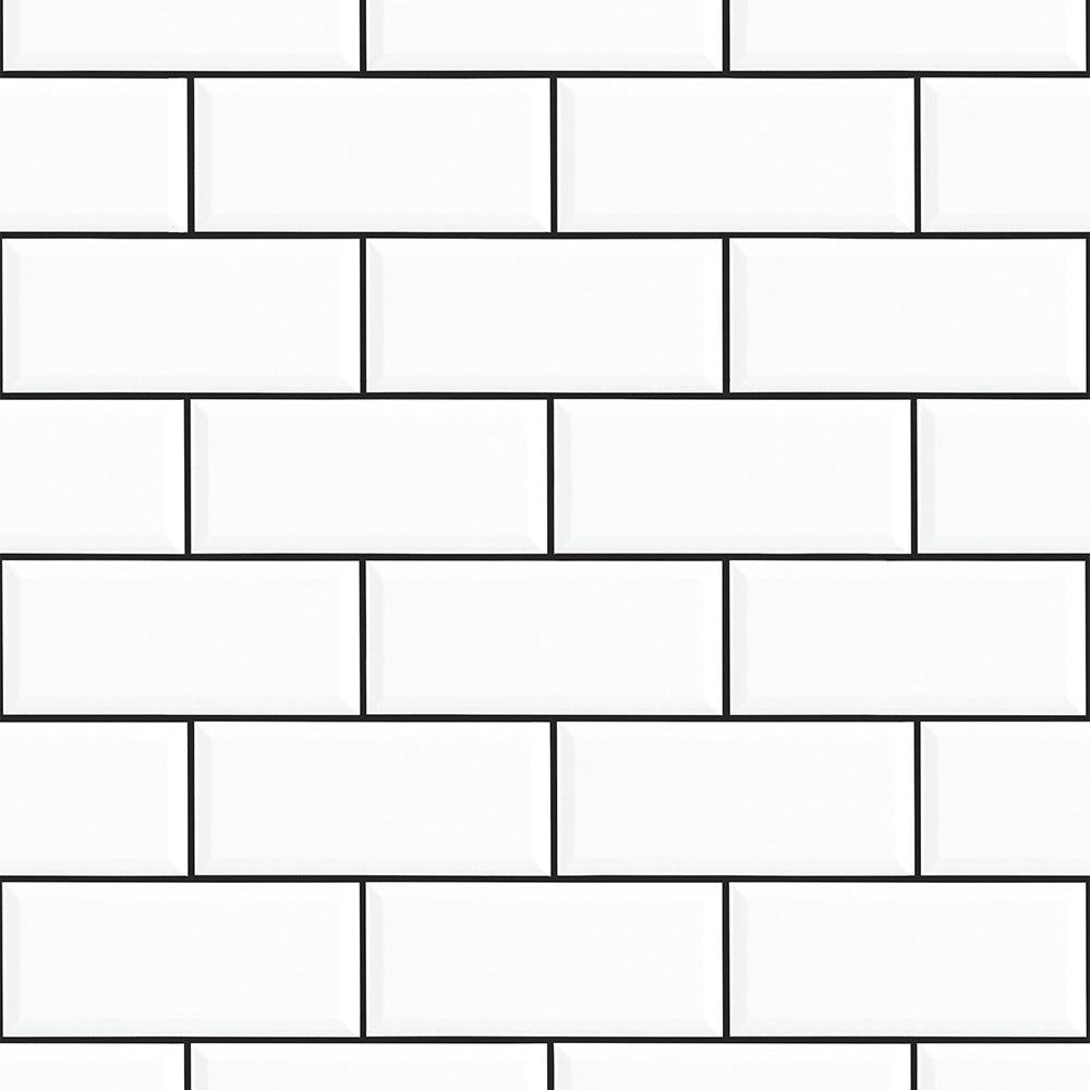 はがせる壁紙 シールタイプ What's poppin? メトロタイル カラージョイント (49cm×3mサイズ) モードブラック