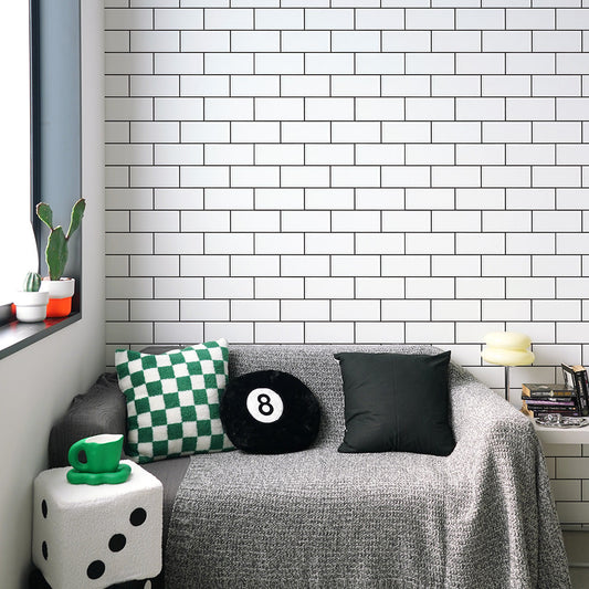 はがせる壁紙 のりなしタイプ What's poppin? メトロタイル カラージョイント (49cm×3mサイズ) モードブラック