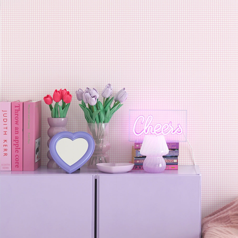 はがせる壁紙 のりなしタイプ What's poppin? ピンクニックギンガムmini (49cm×2.5mサイズ) ピンクメロディ