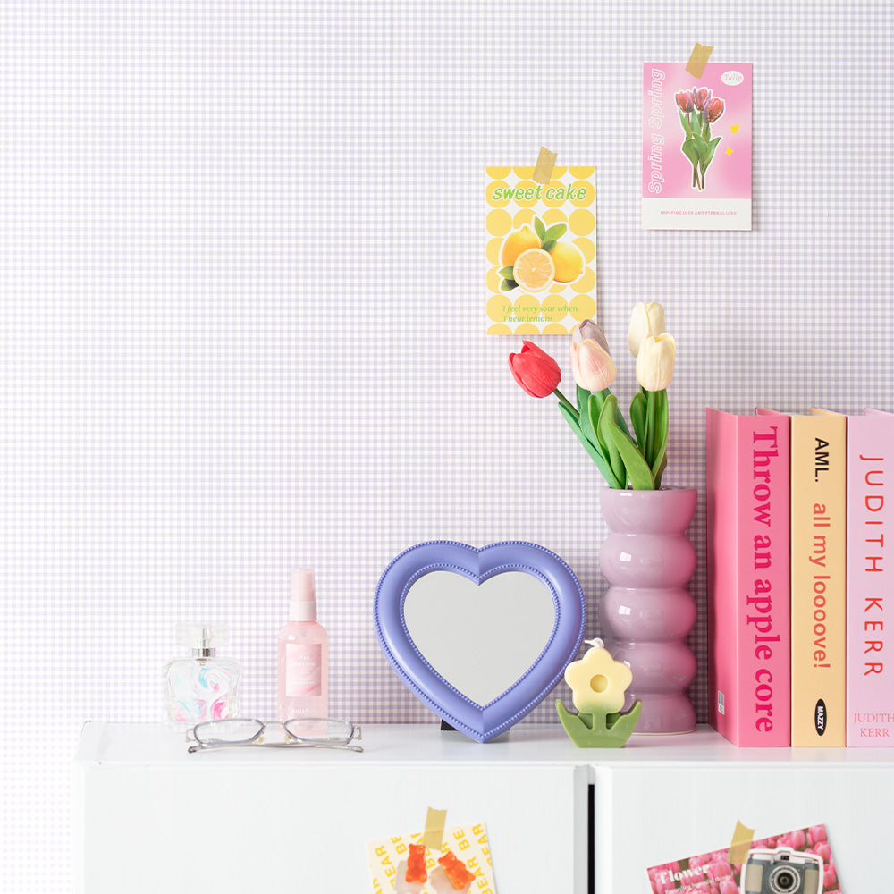 はがせる壁紙 のりなしタイプ What's poppin? ピンクニックギンガムmini (49cm×2.5mサイズ) ミスティデイズ