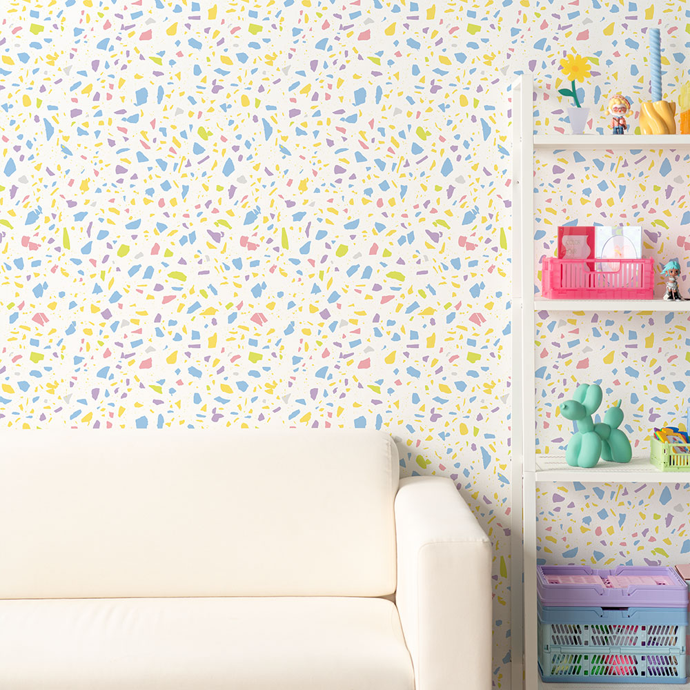 貼りやすいフリース壁紙 のりなしタイプ What's poppin? POPPIN’ TERRAZZO マカロン