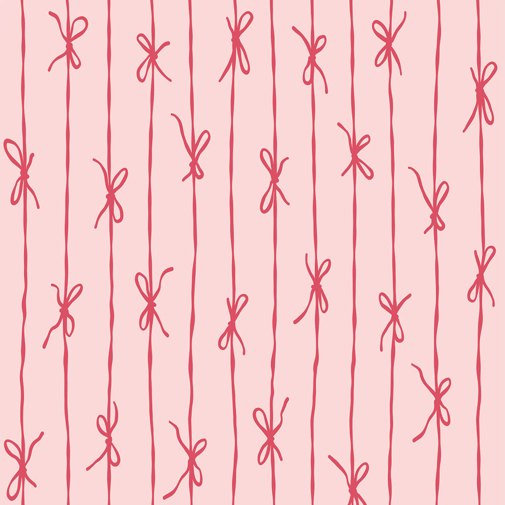 はがせる壁紙 のりなしタイプ What's poppin? リボンストライプ カラフル (49cm×3mサイズ) ストロベリー