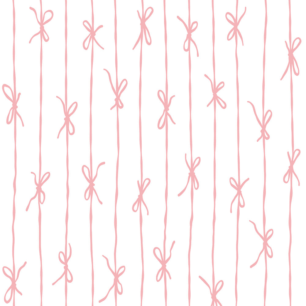 はがせる壁紙 シールタイプ What's poppin? リボンストライプ ナチュラル (49cm×2.5mサイズ) ローズ