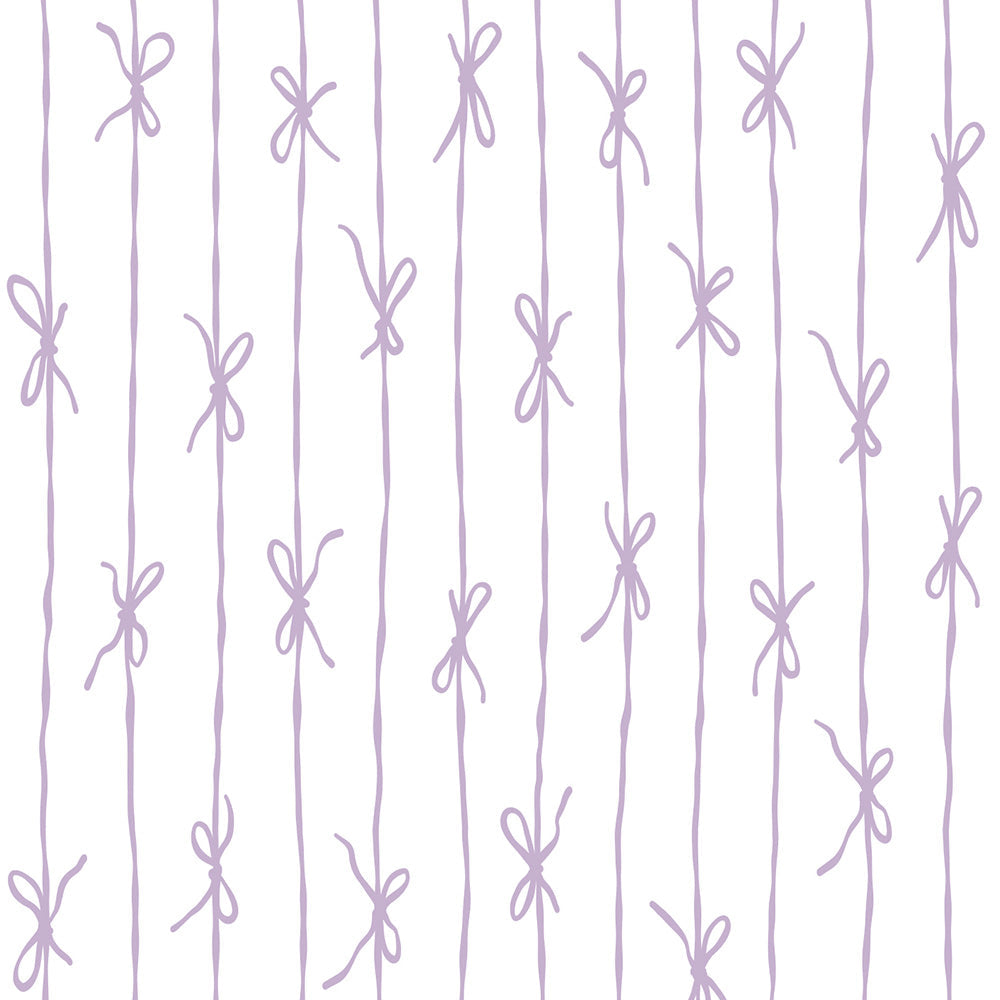 はがせる壁紙 のりなしタイプ What's poppin? リボンストライプ ナチュラル (49cm×2.5mサイズ) ラベンダー