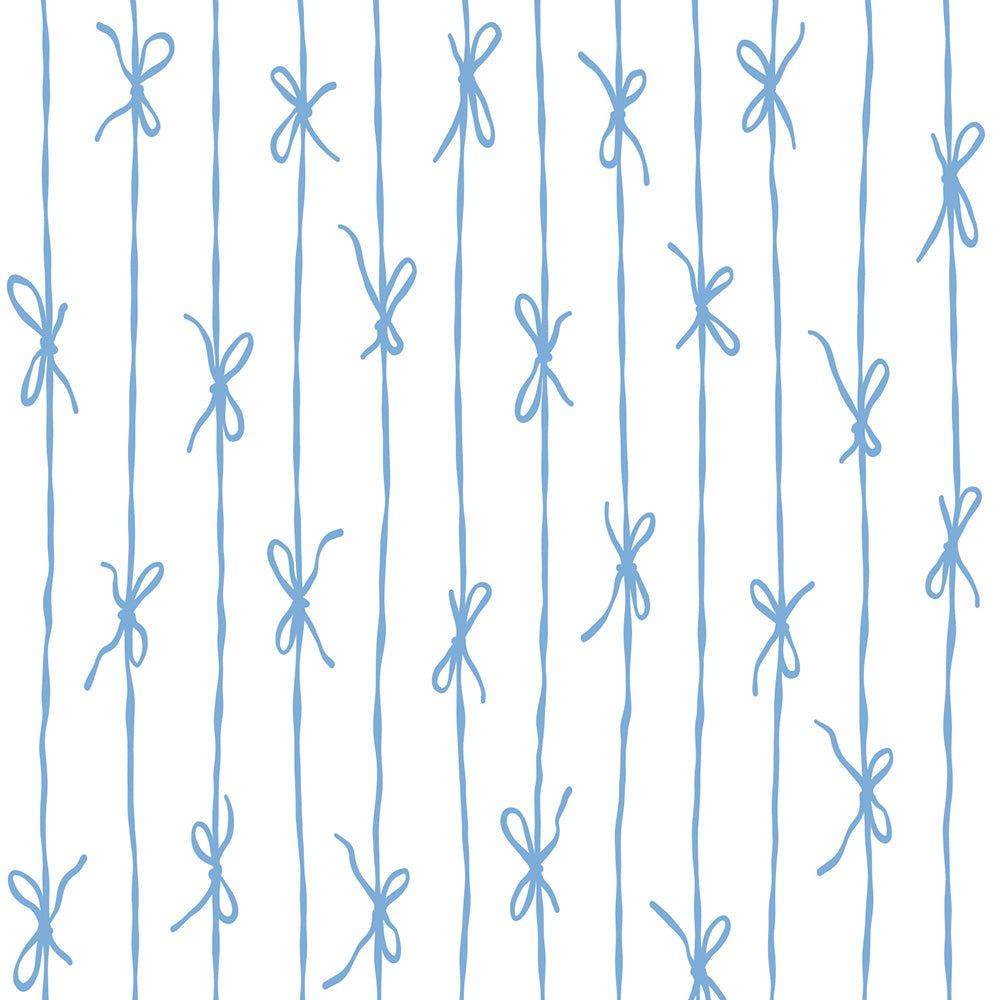 はがせる壁紙 シールタイプ What's poppin? リボンストライプ ナチュラル (49cm×2.5mサイズ) サックス