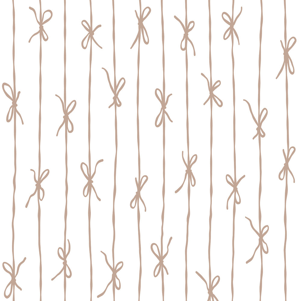 はがせる壁紙 シールタイプ What's poppin? リボンストライプ ナチュラル (49cm×2.5mサイズ) モカ