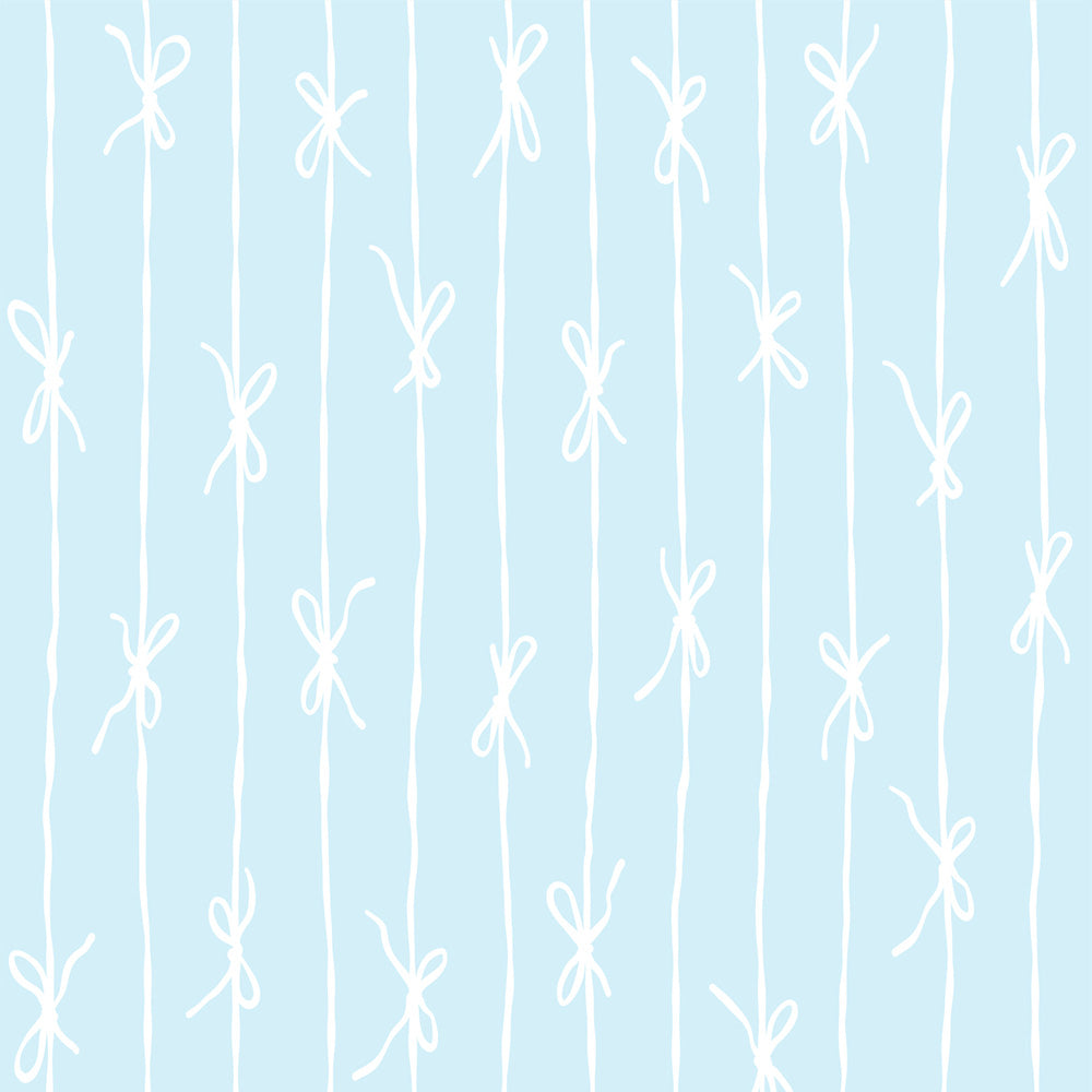 【サンプル】はがせる壁紙 のりなしタイプ What's poppin? リボンストライプ ナチュラル スカイ