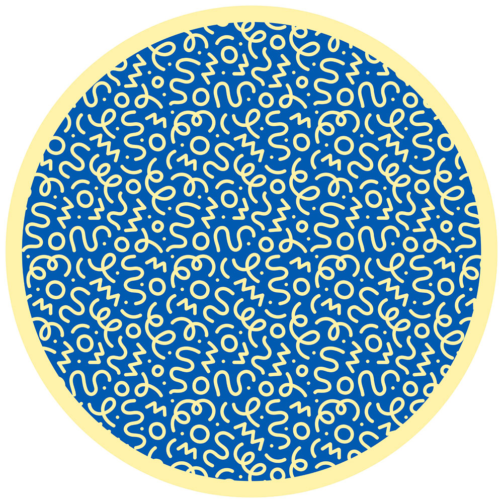 拭けるサークルラグ 「Sheete me ! (シーテミー)」 150cm×150cm 円形 WIGGLE WAVE ディープブルーム What's poppin?