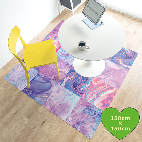 拭けるラグ 「Sheete me ! (シーテミー)」 150cm×150cm カラースプラッシュ ラベンダーツイスト What's poppin?