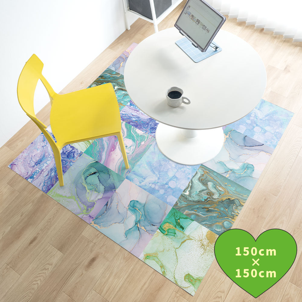 拭けるラグ 「Sheete me ! (シーテミー)」 150cm×150cm カラースプラッシュ ミントブリーズ What's poppin?