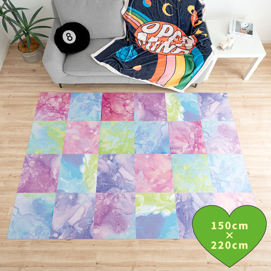 拭けるラグ 「Sheete me ! (シーテミー)」 150cm×220cm カラースプラッシュ キャンディフォグ What's poppin?