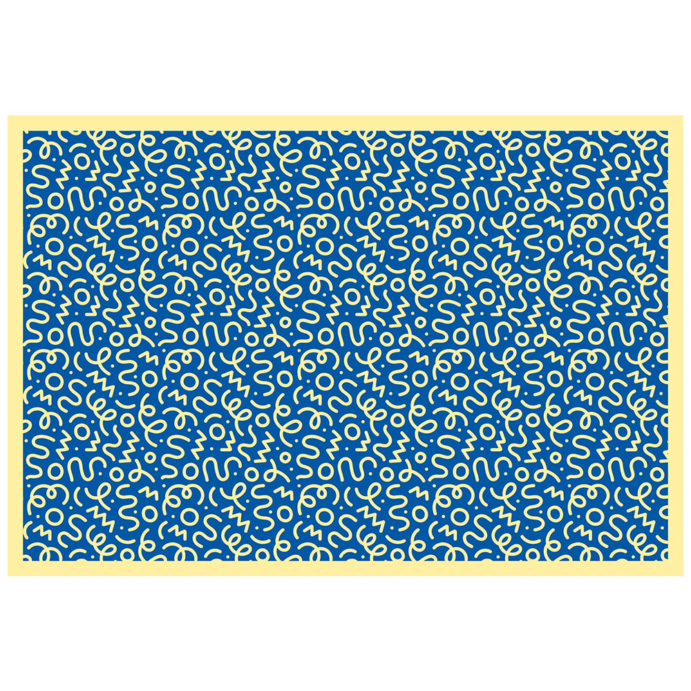 拭けるラグ 「Sheete me ! (シーテミー)」 150cm×220cm WIGGLE WAVE ディープブルーム What's poppin?