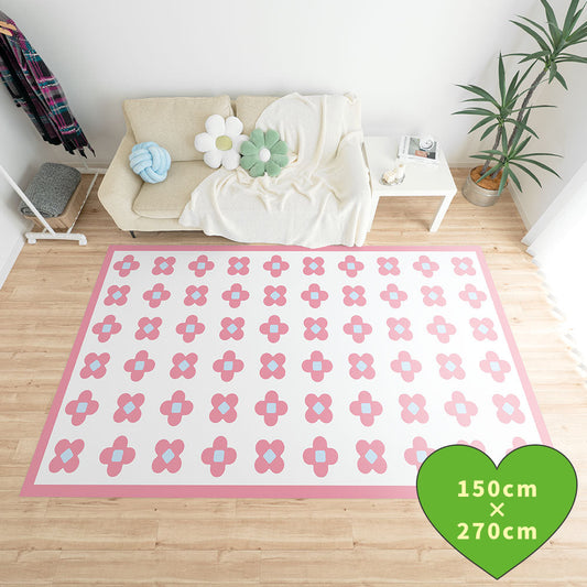 拭けるラグ 「Sheete me ! (シーテミー)」 150cm×270cm BLOOM DAYS スウィートピンク What's poppin?