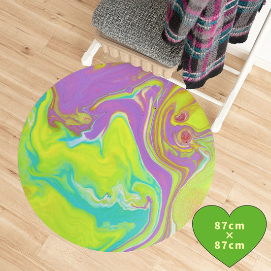 拭けるサークルラグ 「Sheete me ! (シーテミー)」 87cm×87cm Acrylic Cosmo Type-A02 What's poppin?