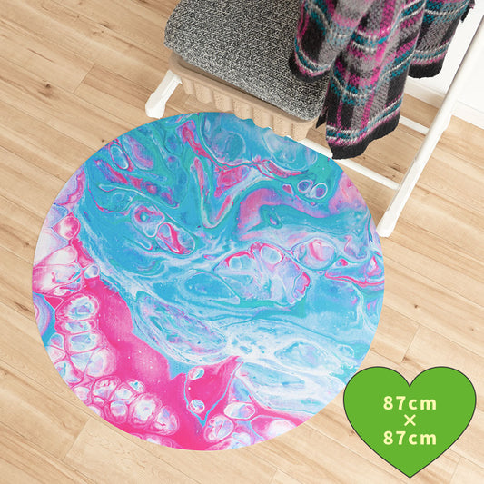 拭けるサークルラグ 「Sheete me ! (シーテミー)」 87cm×87cm Acrylic Cosmo Type-A09 What's poppin?