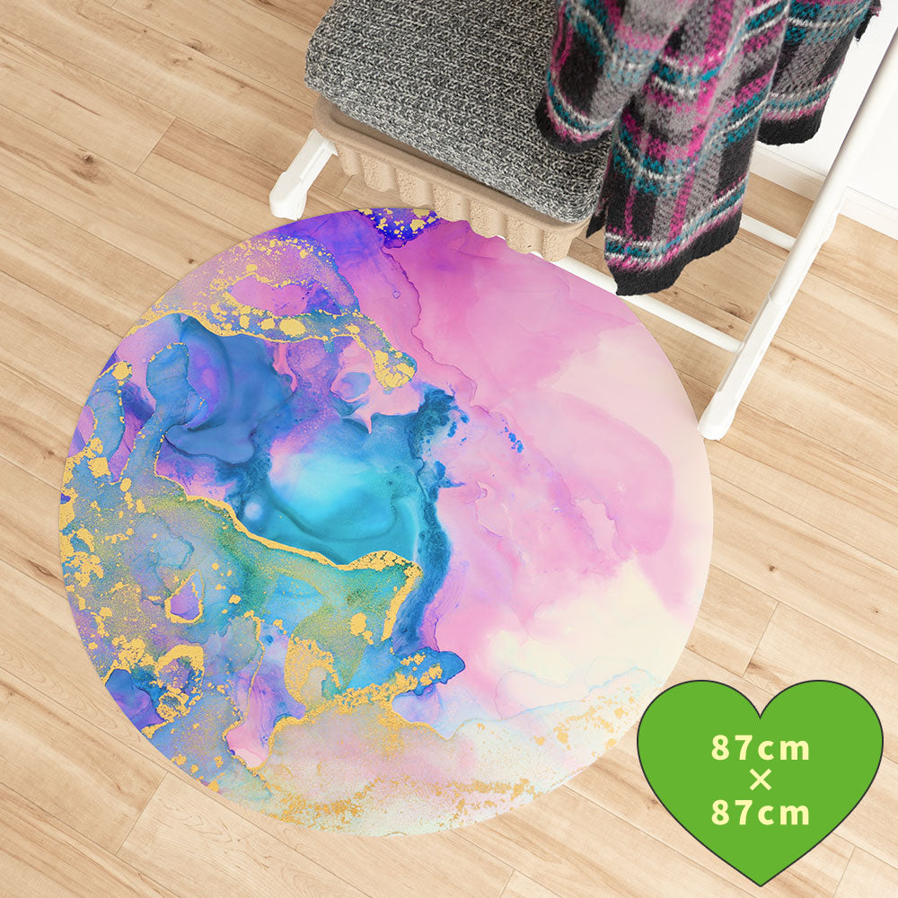 拭けるサークルラグ 「Sheete me ! (シーテミー)」 87cm×87cm Watering Dream Type-W09 What's poppin?