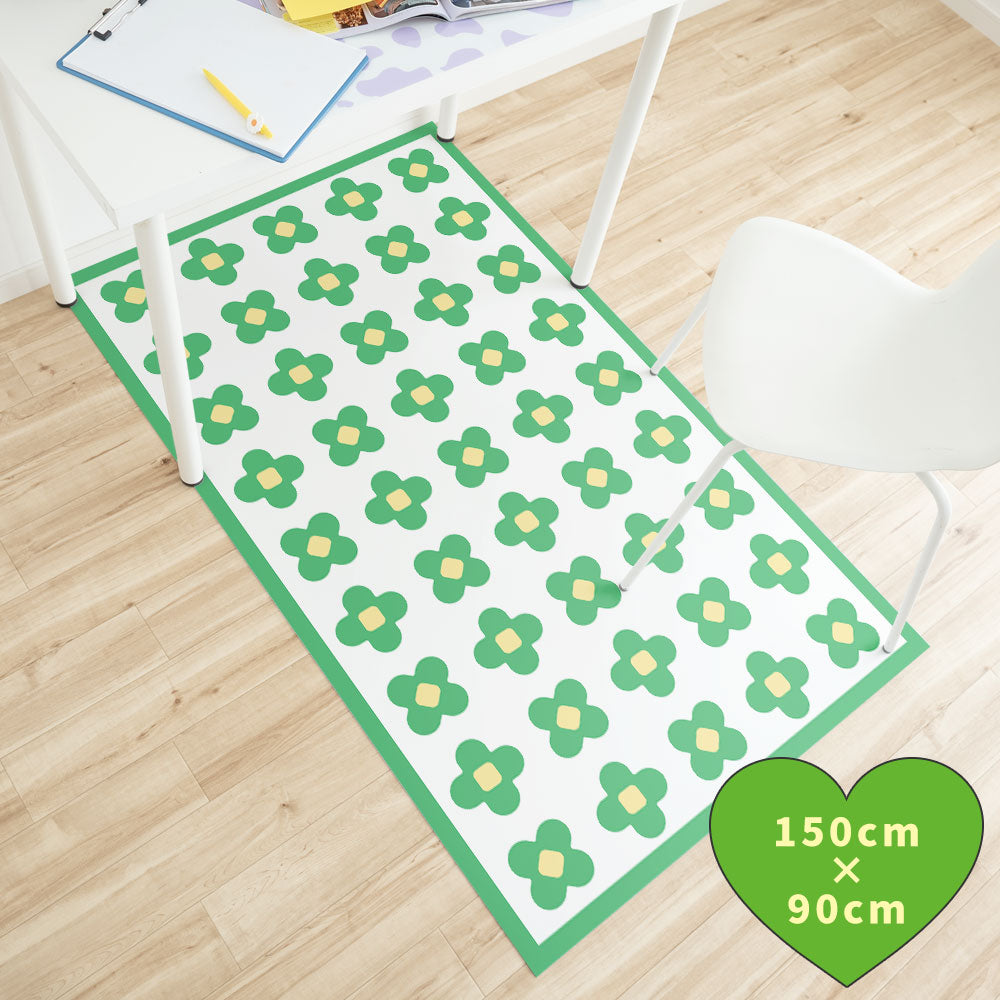 拭けるチェアマット 「Sheete me ! (シーテミー)」 90cm×150cm BLOOM DAYS グリーングルーヴ What's poppin?