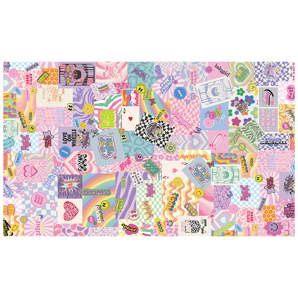 拭けるチェアマット 「Sheete me ! (シーテミー)」 90cm×150cm LUV collage  What's poppin?