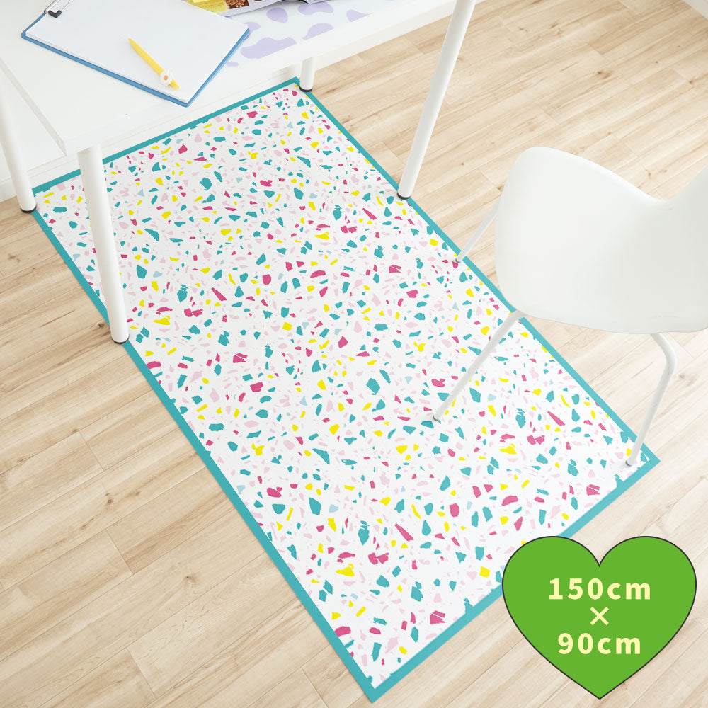 拭けるチェアマット 「Sheete me ! (シーテミー)」 90cm×150cm POPPIN’ TERRAZZO ネオンポップ What's poppin?