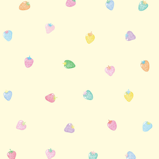 貼りやすいフリース壁紙 のりなしタイプ What's poppin? ストロベリードロップ レインボーベリー / イエロー