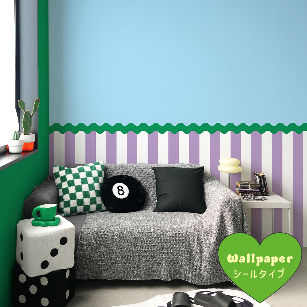 はがせる壁紙 シールタイプ What's poppin? ジェリーストライプ ソーダミックス（ウェーブ）