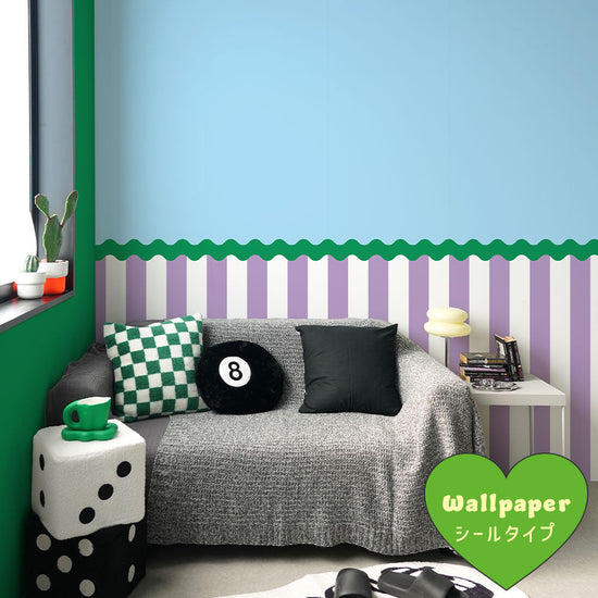 はがせる壁紙 シールタイプ What's poppin? ジェリーストライプ ソーダミックス（ウェーブ）