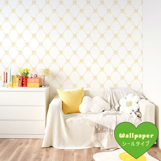 はがせる壁紙 シールタイプ What's poppin? ルルリボン (49cm×2.5mサイズ) ハニーシトロン