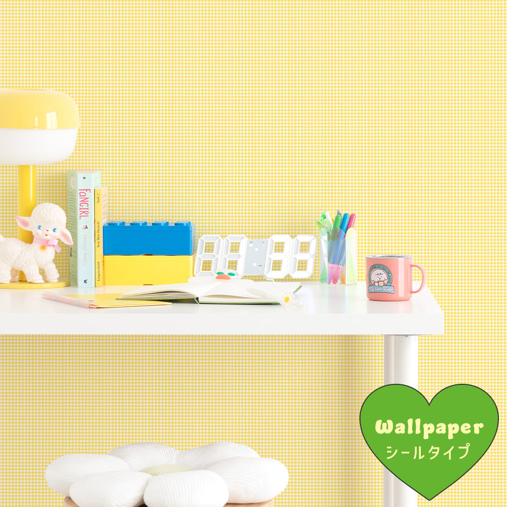 はがせる壁紙 シールタイプ What's poppin? ピンクニックギンガムmini (49cm×3mサイズ) ハッピービーム