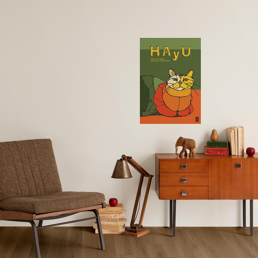 【卸専用】貼ってはがせる アートポスター A2サイズ ウォールステッカー WALLTZ ウォルツ HAyU 小川学 HAyU ANIMAL ART POSTER Multi color ネコ TWZ-HYAP01