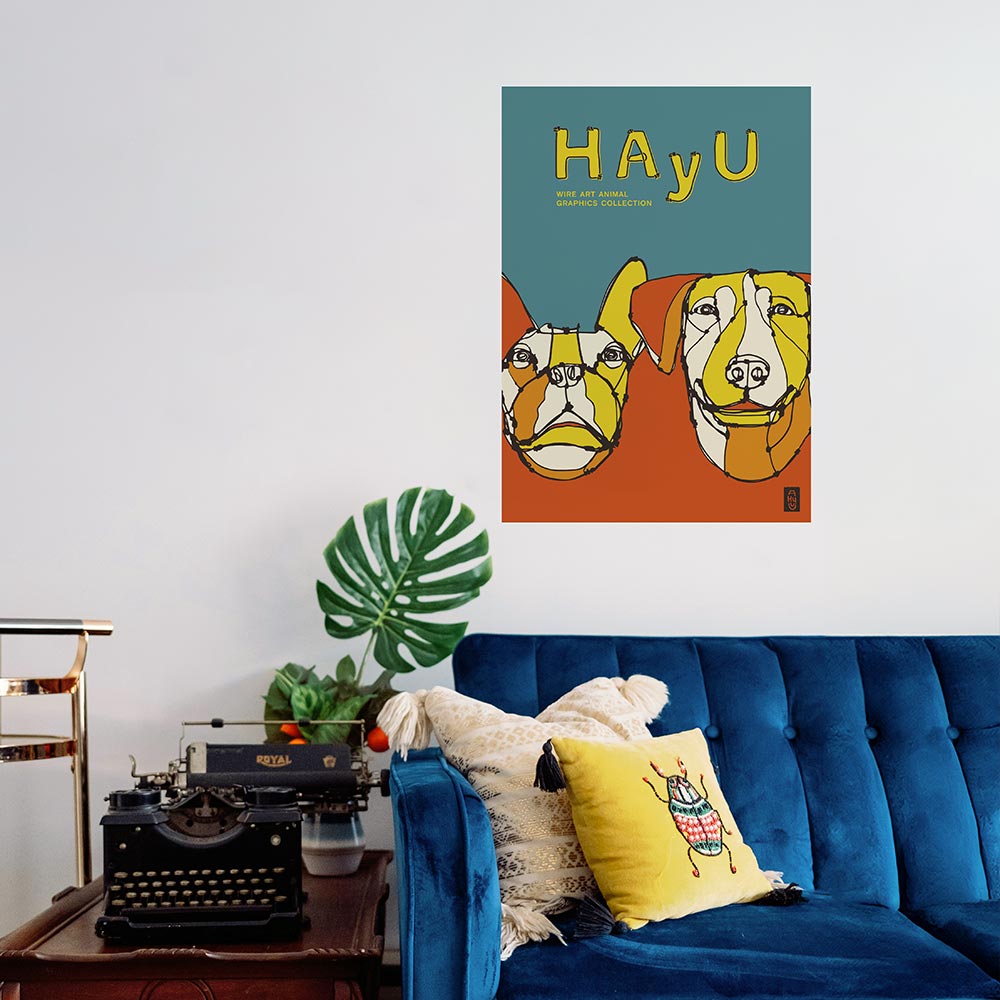 貼ってはがせる アートポスター A2サイズ ウォールステッカー WALLTZ ウォルツ HAyU 小川学 HAyU ANIMAL ART POSTER Multi color イヌ TWZ-HYAP02
